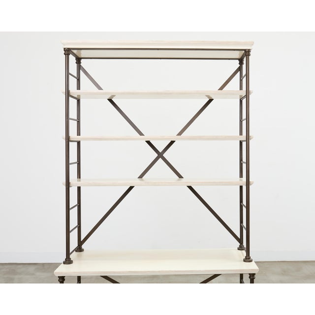 Late 20th Century Industrial Style Bronzed Iron Rolling Bookcase Etagere by Suzanne Kasler For Sale - Image 5 of 18
