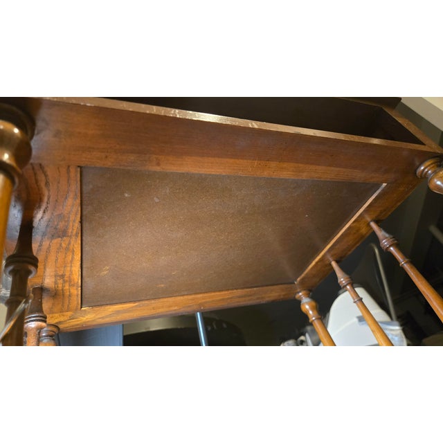 Wood Late 19th Century 3-Tier Wood Étagère With Brass Gallery and Drawer For Sale - Image 7 of 16