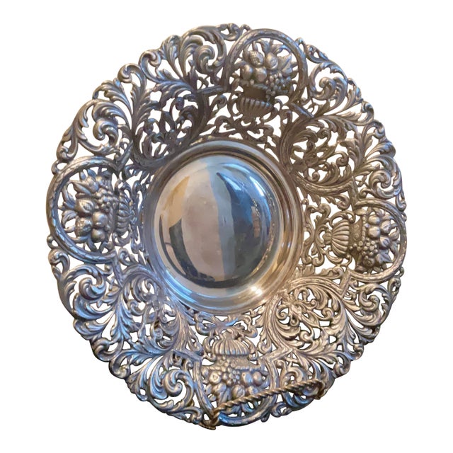 Art Nouveau Silverplated Embossed Bowl For Sale