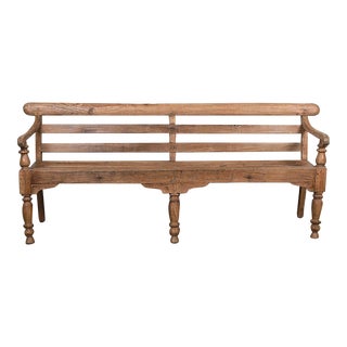 Vintage Anglo-Indian Teakwood Garden Bench For Sale
