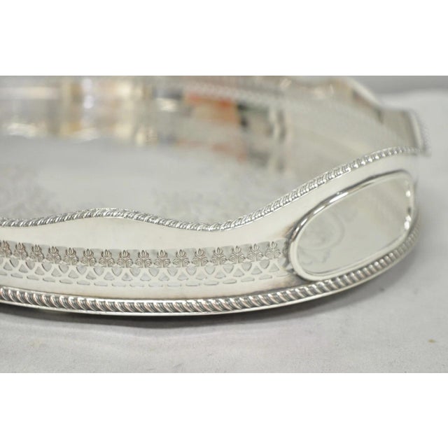 Mid 20th Century Vintage Israel Freeman and Son English Edwardian Oval Silver Plated Platter Tray For Sale - Image 5 of 13