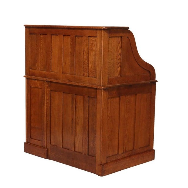 Antique Oak S-Roll Top Single Pedestal Desk C1910 For Sale - Image 14 of 14