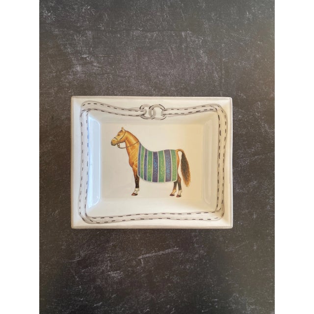 Devon Collection Equestrian Catchall Tray, Blue Stripe, Made in Italy For Sale - Image 9 of 9