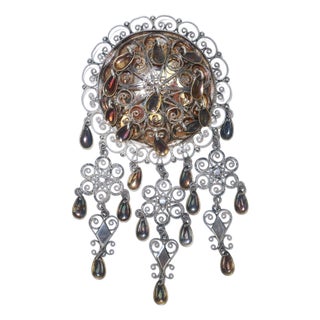 Norwegian Sterling Silver Solje Wedding Brooch by e.o. Erickson, 1940's For Sale