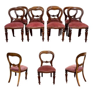 Victorian Mahogany English Chairs, 1970s, Set of 8 For Sale