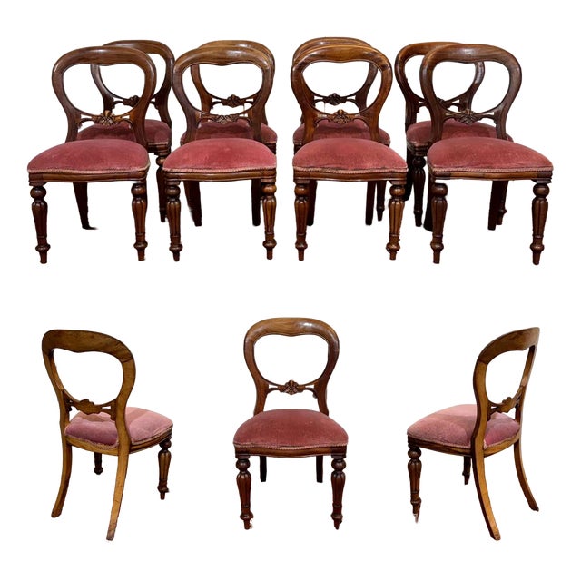 Victorian Mahogany English Chairs, 1970s, Set of 8 For Sale