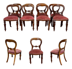 Victorian Mahogany English Chairs, 1970s, Set of 8