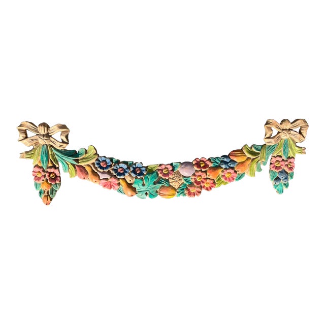 Late 20th Century Polychromed Classical Styled Carved Garland or Festoon For Sale