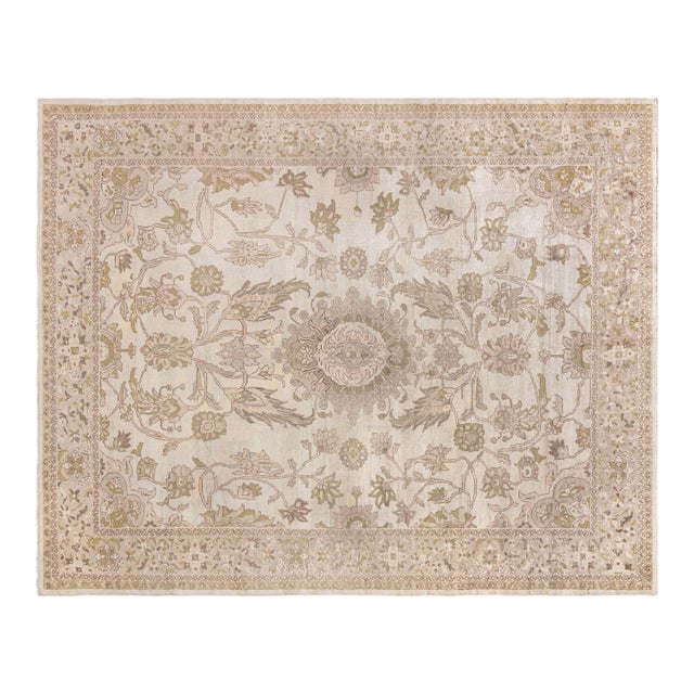 Antique Persian Sultanabad Tan, Taupe and Brown Handwoven Wool Rug For Sale