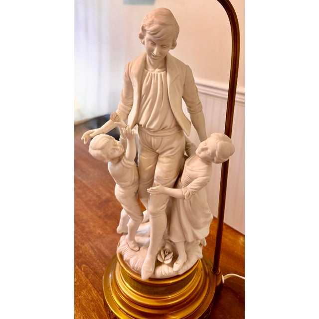 Mid 20th Century Large Parian Bisque Porcelain Sculptured Lamps For Sale - Image 10 of 12