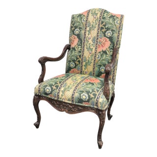 Late 20th Century Louis XV Carved High Back Chair For Sale