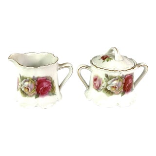 Early 20th Century German Bavarian Porcelain Sugar and Creamer For Sale