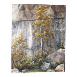 Vintage Original J Bierbaum Oil Painting Landscape Rock Mountain Realism Canvas