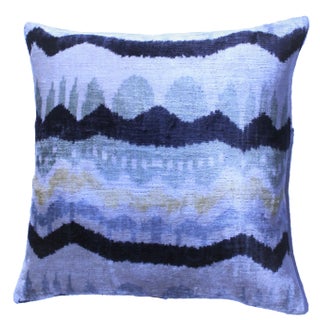 Contemporary Bohemian Silk Velvet Ikat Pillow For Sale
