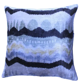 Contemporary Bohemian Silk Velvet Ikat Pillow