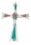 Vintage Southwestern Silver, Turquoise, and Coral Pendant Cross for a Necklace For Sale