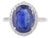 5.47 Carat Blue Sapphire 14k White Gold Halo Diamond Wedding Ring Size 5 For Sale