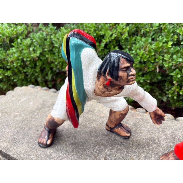 1950s Pair of Brayton Laguna Glazed Pottery Figures For Sale - Image 4 of 10