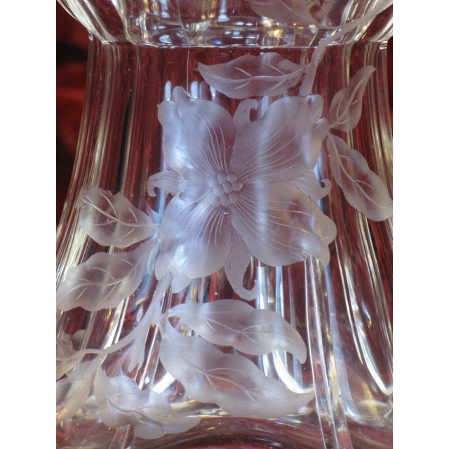 Early 20th Century Early 20th Century Vase Art Nouveau Wheel-Cut Engraved Glass Floral and Foliate Design Dogwood For Sale - Image 5 of 18