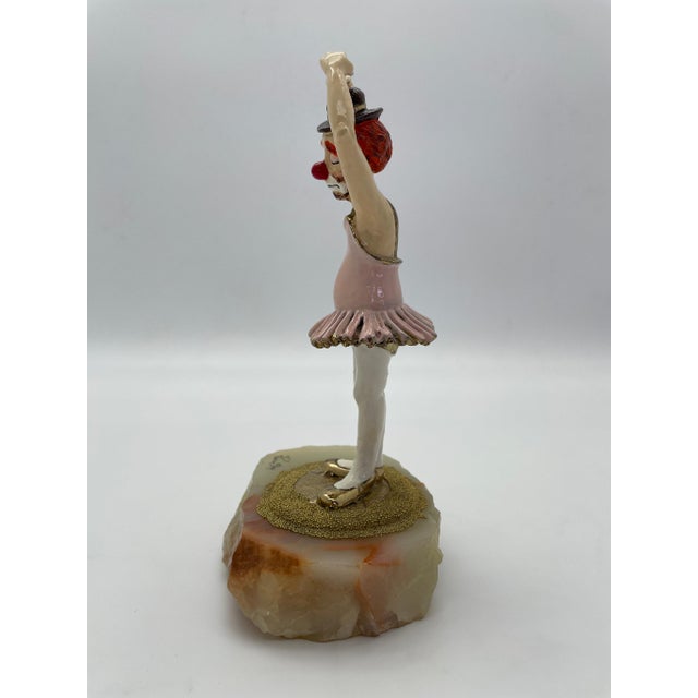 Vintage Ron Lee Ballerina Clown Sculpture on Natural Onyx Base, Signed 1984 For Sale - Image 4 of 12