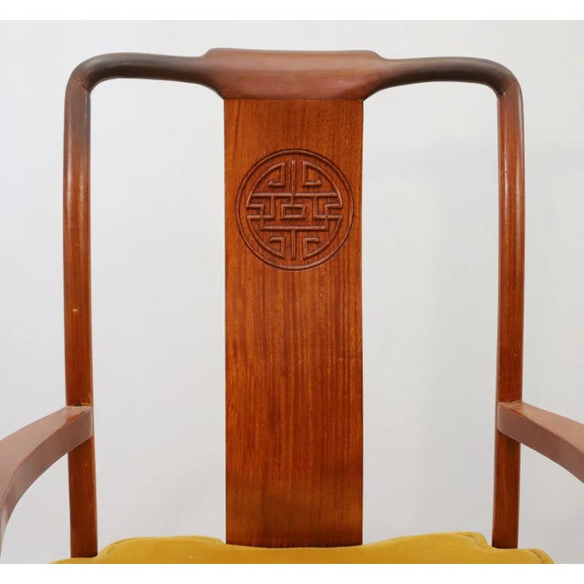 Wood Mid 20th Century George Zee & Co. Anglo-Chinese Teak Extendable Dining Table & 8 Horseshoe Back Chairs - Set of 9 For Sale - Image 7 of 12