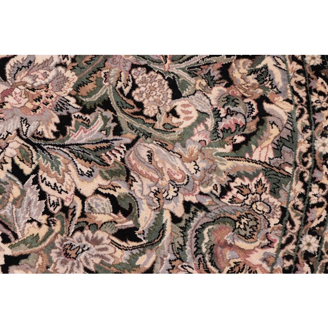 Shabby Chic 1990's Pak-Persian Black/Grey Wool Round Rug- 7'11'' X 8'0'' For Sale - Image 3 of 9
