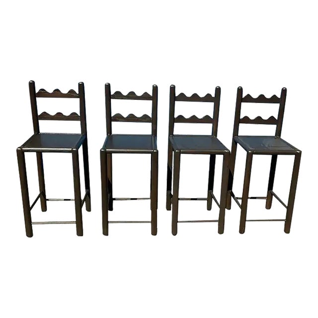 Solid Oak Country French Counter Stools-4 For Sale