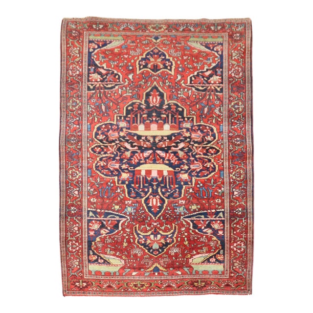 Antique Persian Sarouk Ferehan Scatter Rug - 3'5" x 4'10" For Sale