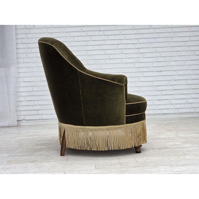Danish 2-Seater Sofa in Green Furniture Velour, 1960s For Sale - Image 6 of 18