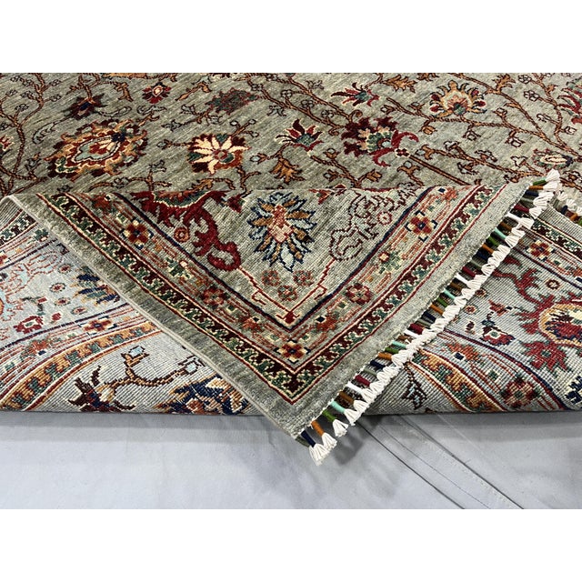 Gray and Rust Persian Sultanabad Style Floral Rug - 6'9" X 9'11" For Sale - Image 10 of 11