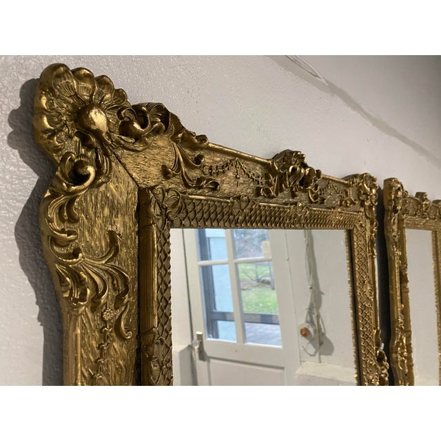 Gold Early 20th Century Ornate Gilded Regency Mirrors- Set of 2 For Sale - Image 8 of 10