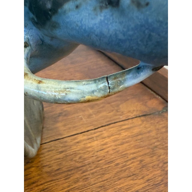 American 1980s Whimsical Hand Thrown Glazed Pottery Elephant For Sale - Image 3 of 18