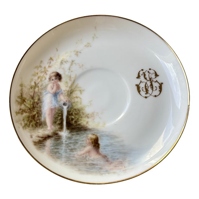 Art Nouveau Hand Painted Plate in Porcelain For Sale