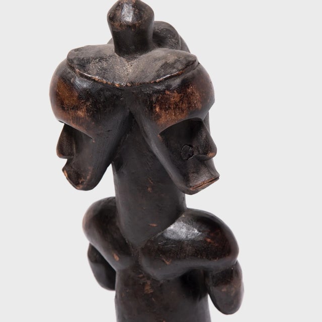 Wood Vintage African Three-Headed Fang Figure For Sale - Image 7 of 7