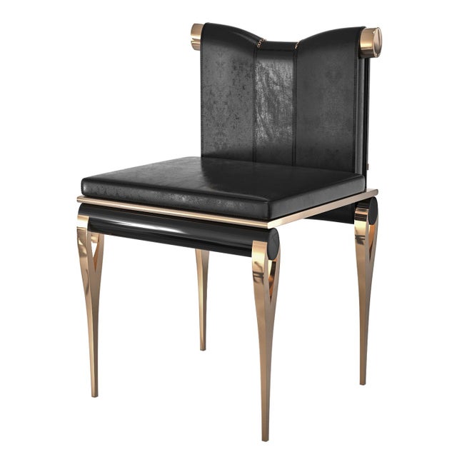 Black "Moglie" Chair With Bronze and Exclusive Accessory, Hand-Crafted For Sale - Image 8 of 12