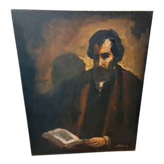 1950s Large Statement Portrait Painting by Sergio Ladron De Guevara For Sale