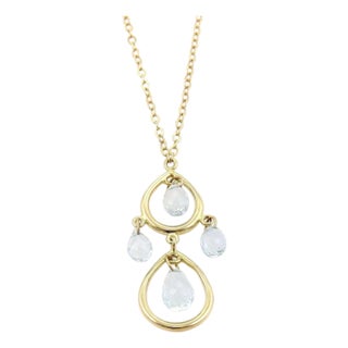 Mid 20th Century Tiffany & Co. Aquamarine 18k Gold 2 Teardrop Pendant Necklace For Sale