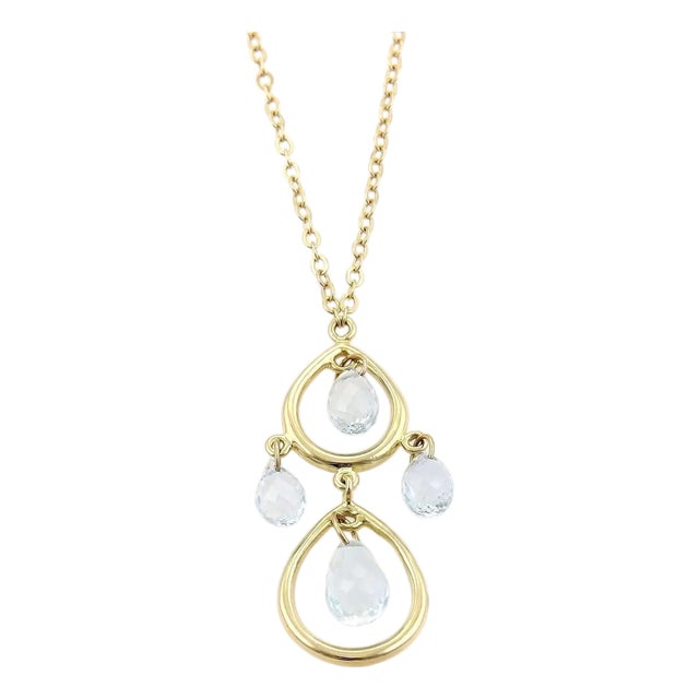 Mid 20th Century Tiffany & Co. Aquamarine 18k Gold 2 Teardrop Pendant Necklace For Sale