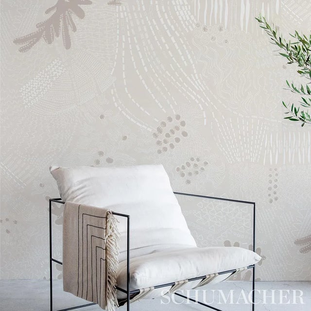 Schumacher Sample - Schumacher X Clements Ribeiro Haven Wallpaper in Light Neutral For Sale - Image 4 of 5