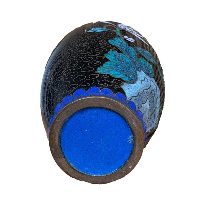 Vintage Floral Cloisonné Vase For Sale - Image 6 of 6