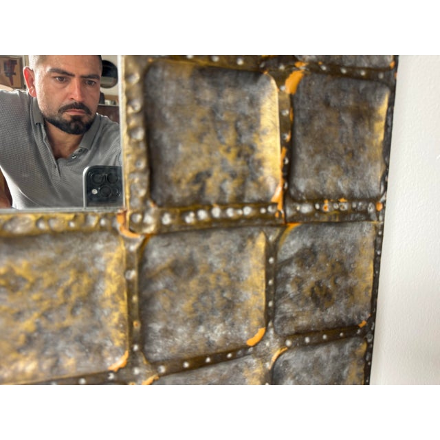 Vintage Brutalist Metal Wall Mirror by Uttermost/ Sold For Sale - Image 11 of 12