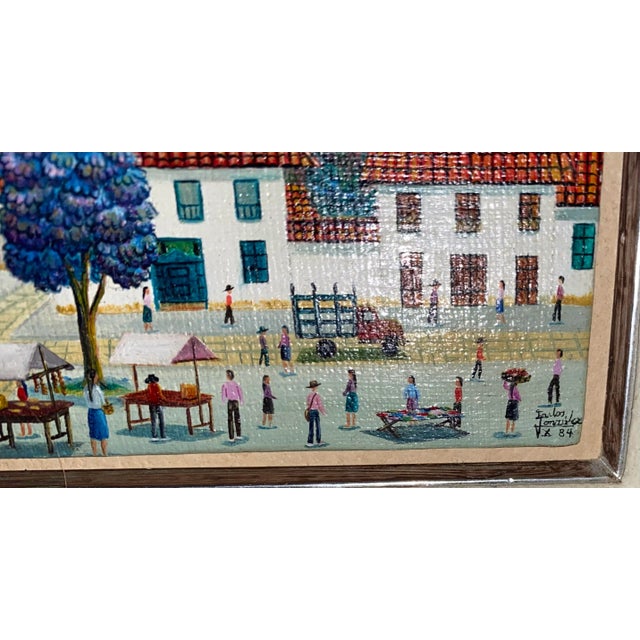 Paint Vintage Miniature Mexican Themed Paintings Signed, Framed - a Pair For Sale - Image 7 of 12