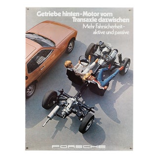 Porsche Gearbox in the Rear – Engine in the Front Poster from Advertising Agency Strenger, 1976 For Sale