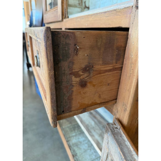 19th Century Large & Narrow Cupboard or Bookcase with Glass Vitrine, Pine For Sale - Image 14 of 18