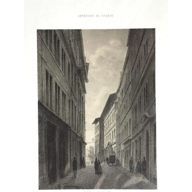 This splendid lithograph Rue de l'hotel de Ville is part of the series of 20 prints dedicated to views of the city of...