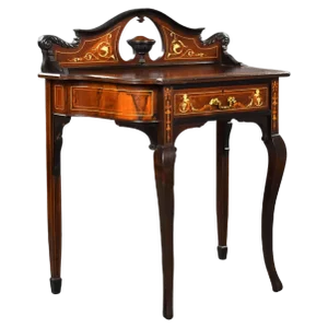 19th Century Victorian English Rosewood Inlaid Ladies Writing Table, 1890