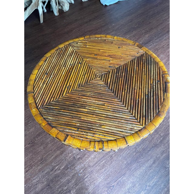 McGuire Mid 20th Century Tortoise Bamboo Folding Table. For Sale - Image 4 of 10