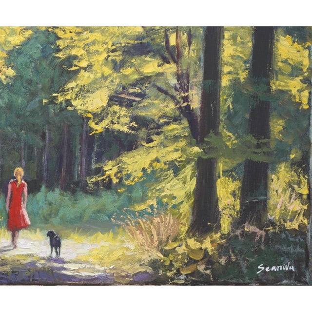 Original Oil Painting of Walking in the Forest For Sale - Image 4 of 5