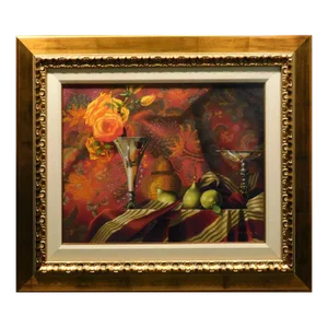 James Jensen Untitled Orange Rose Original Pastel Custom Framed Hand Signed