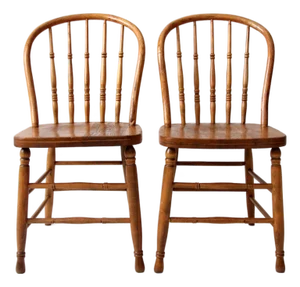 Antique Farmhouse Windsor Dining Chairs Pair